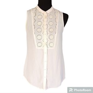 Anthropologie Maeve Marguerite Eyelet  Sleeveless Top sz 0
